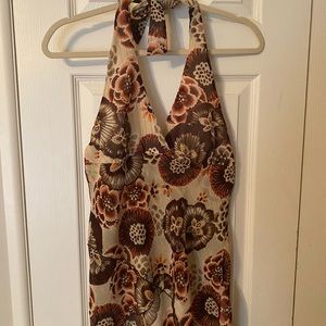 Halter top. Brown, rust, cream and gold . Size M